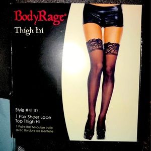 Sheer lace top thigh hi